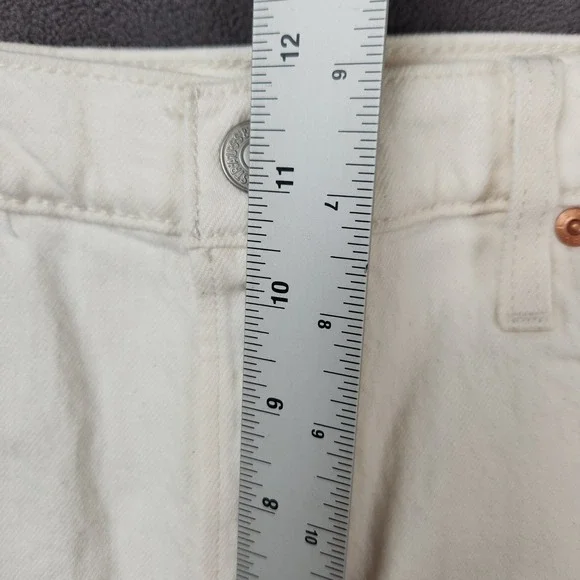 Levis 501 Shorts Womens 33 White Original Fit High Rise Button Fly Denim - Picture 9 of 11